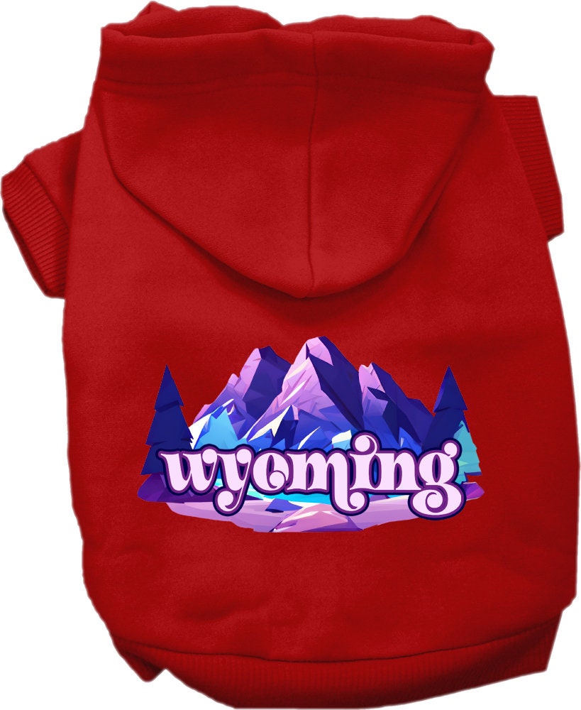 Sudadera con capucha serigrafiada para perros y gatos, para mascotas pequeñas y medianas (tallas XS a XL), "Wyoming Alpine Pawscape"