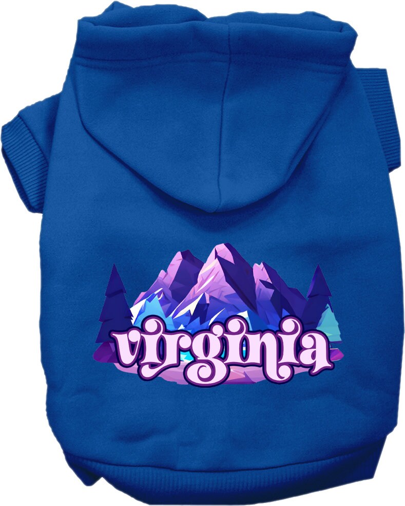 Sudadera con capucha serigrafiada para perros y gatos, para mascotas pequeñas y medianas (tallas XS a XL), "Virginia Alpine Pawscape"