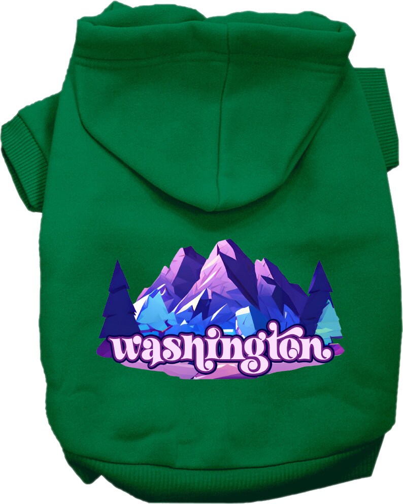 Pet Dog & Cat Screen Printed Hoodie for Medium to Large Pets (Sizes 2XL-6XL), "Washington Alpine Pawscape"