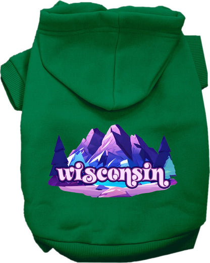 Sudadera con capucha serigrafiada para perros y gatos, para mascotas pequeñas y medianas (tallas XS a XL), "Wisconsin Alpine Pawscape"