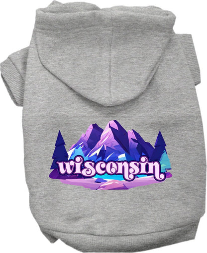 Sudadera con capucha serigrafiada para perros y gatos, para mascotas pequeñas y medianas (tallas XS a XL), "Wisconsin Alpine Pawscape"