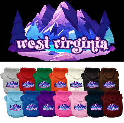 Pet Dog & Cat Screen Printed Hoodie for Small to Medium Pets (Sizes XS-XL), "West Virginia Alpine Pawscape"