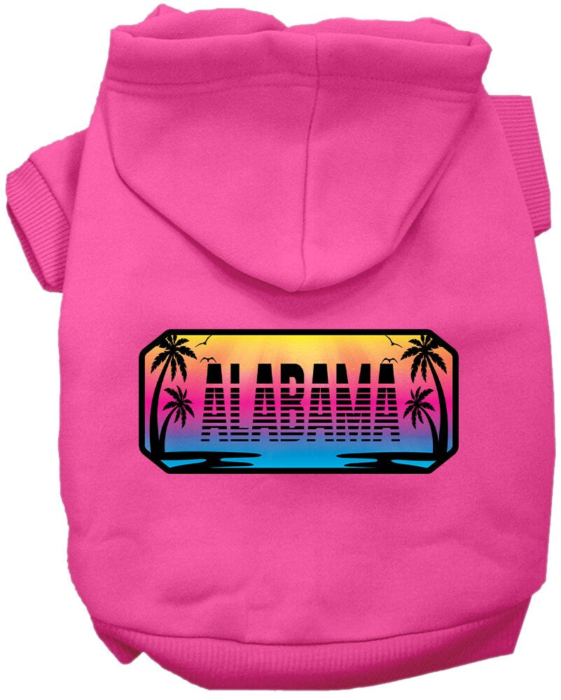 Pet Dog & Cat Screen Printed Hoodie for Medium to Large Pets (Sizes 2XL-6XL), "Alabama Beach Shades"