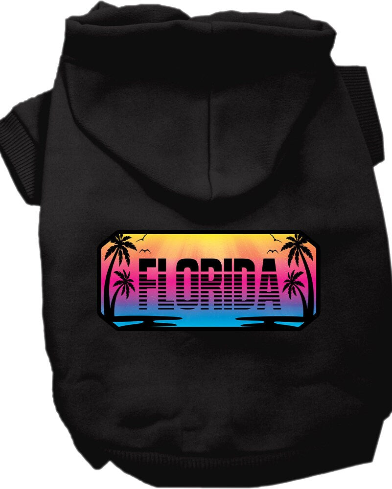 Sudadera con capucha serigrafiada para perros y gatos, para mascotas pequeñas y medianas (tallas XS a XL), "Florida Beach Shades"