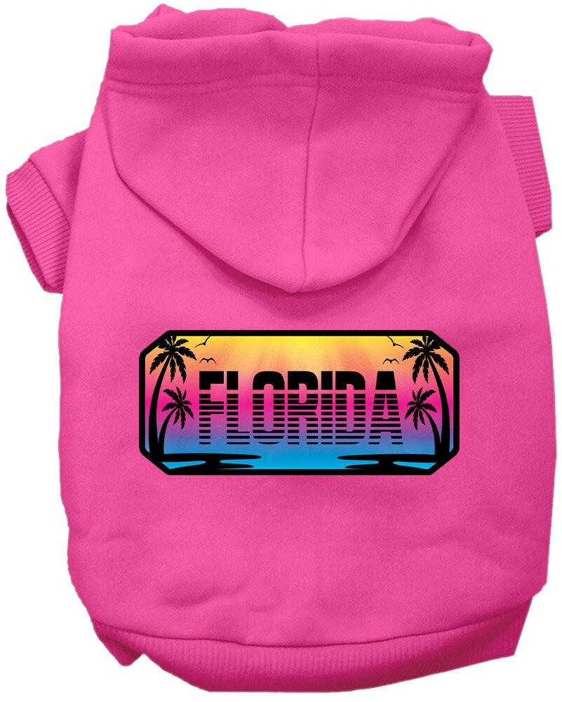 Sudadera con capucha serigrafiada para perros y gatos, para mascotas pequeñas y medianas (tallas XS a XL), "Florida Beach Shades"