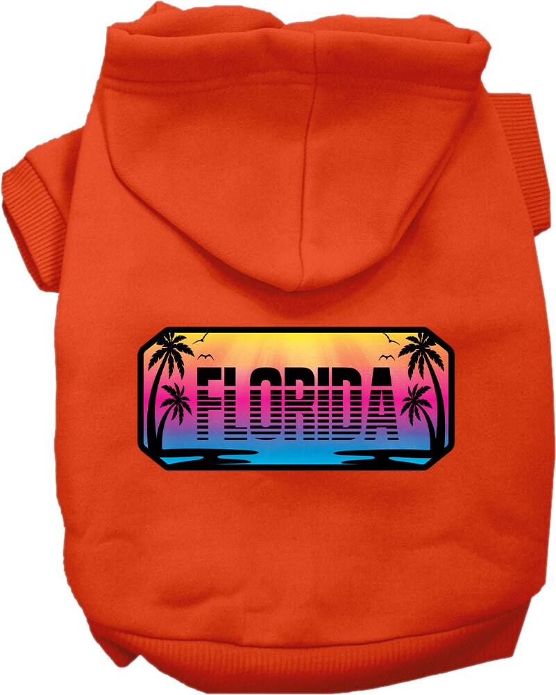 Sudadera con capucha serigrafiada para perros y gatos, para mascotas pequeñas y medianas (tallas XS a XL), "Florida Beach Shades"