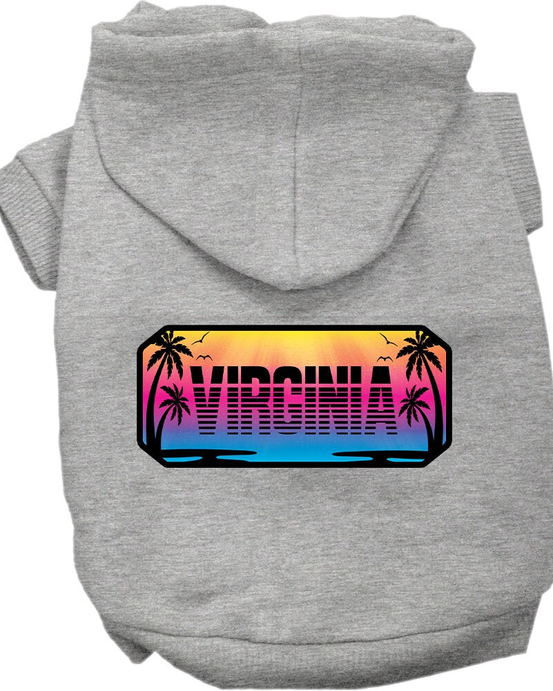 Sudadera con capucha serigrafiada para perros y gatos, para mascotas pequeñas y medianas (tallas XS a XL), "Virginia Beach Shades"