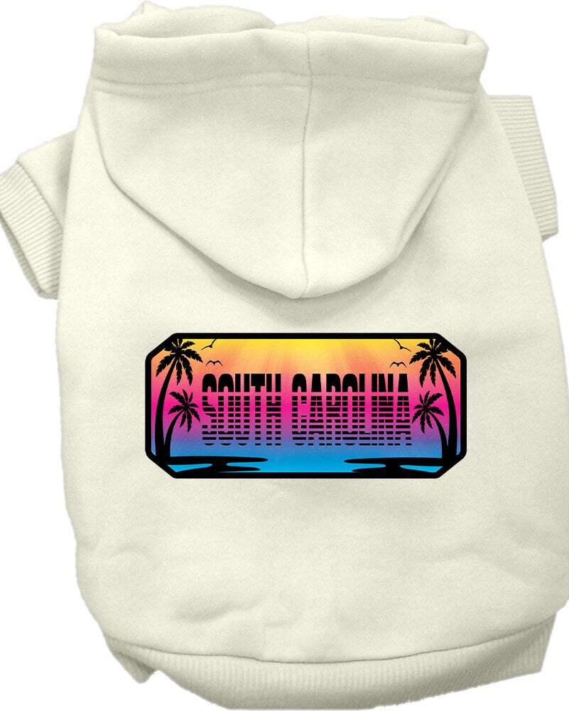 Pet Dog & Cat Screen Printed Hoodie for Small to Medium Pets (Sizes XS-XL), "South Carolina Beach Shades"