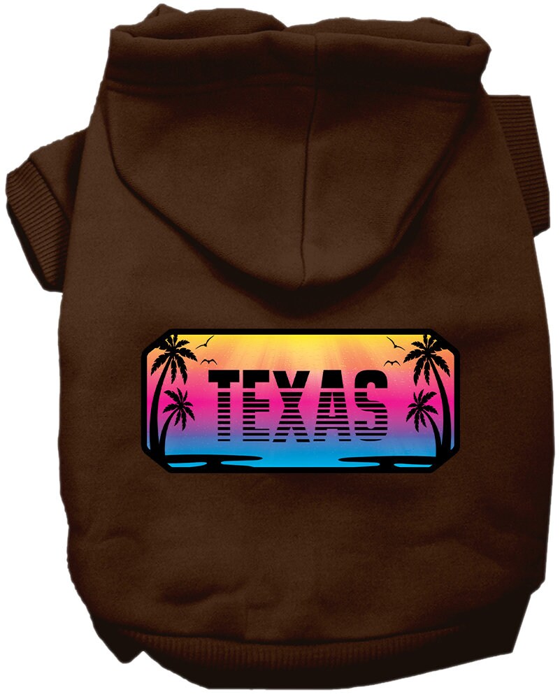 Sudadera con capucha serigrafiada para perros y gatos, para mascotas pequeñas y medianas (tallas XS a XL), "Texas Beach Shades"