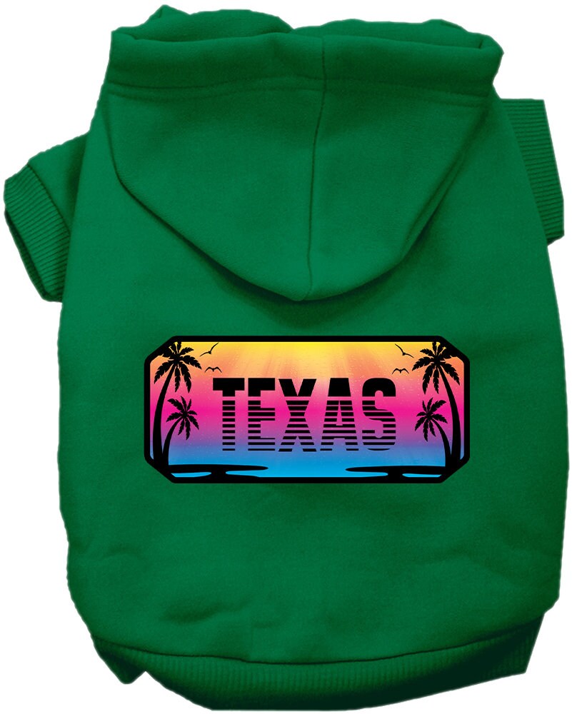 Sudadera con capucha serigrafiada para perros y gatos, para mascotas pequeñas y medianas (tallas XS a XL), "Texas Beach Shades"