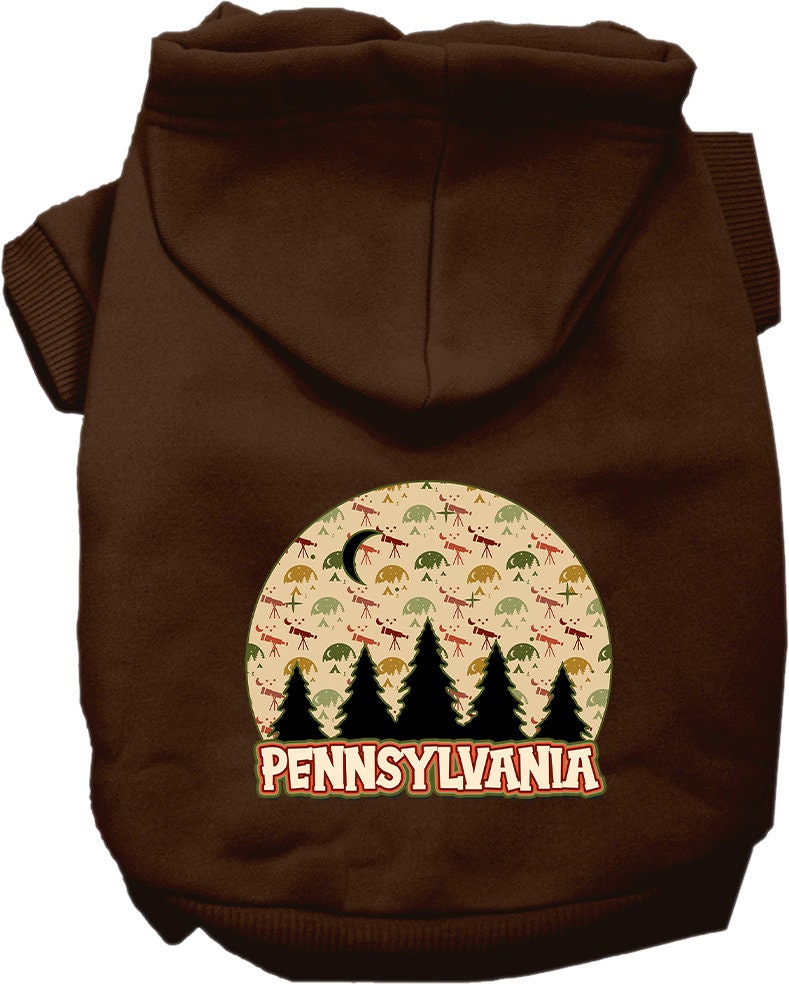 Sudadera con capucha serigrafiada para perros y gatos, para mascotas medianas y grandes (tallas 2XL-6XL), "Pennsylvania Under The Stars"