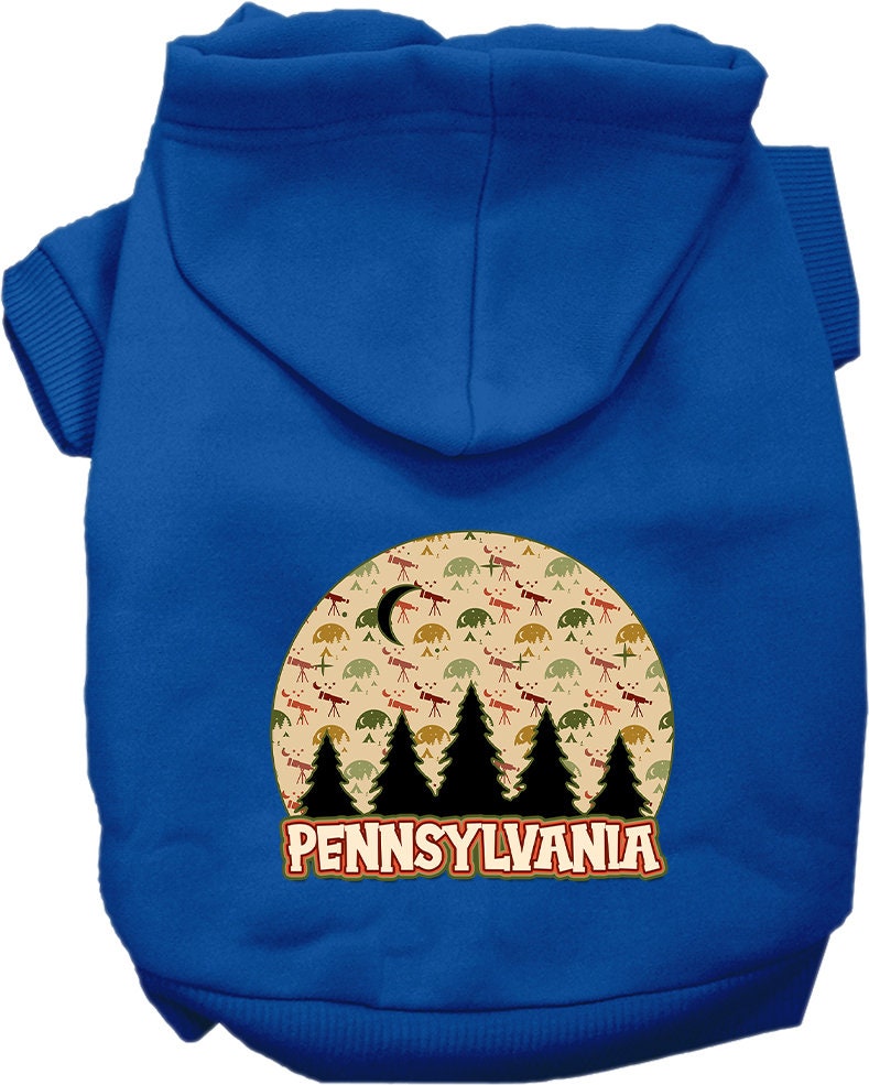 Sudadera con capucha serigrafiada para perros y gatos, para mascotas medianas y grandes (tallas 2XL-6XL), "Pennsylvania Under The Stars"