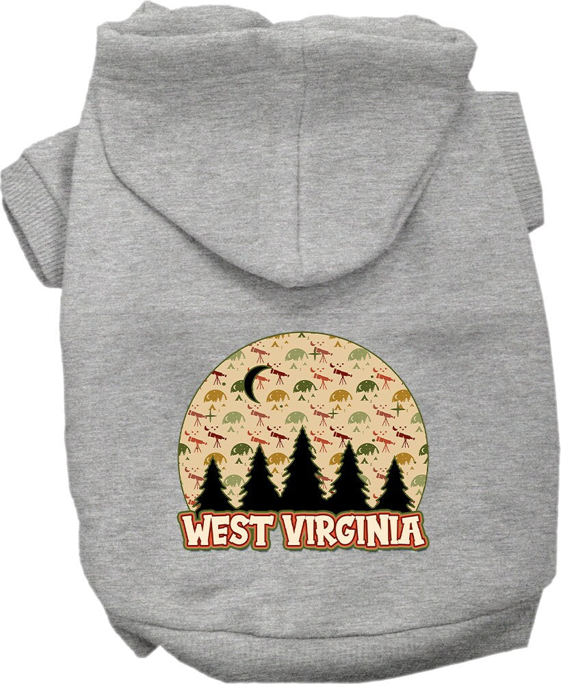 Sudadera con capucha serigrafiada para perros y gatos, para mascotas pequeñas y medianas (tallas XS a XL), "West Virginia Under The Stars"