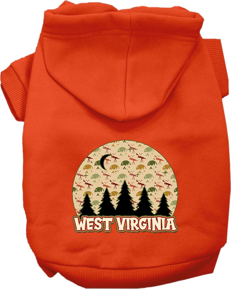 Sudadera con capucha serigrafiada para perros y gatos, para mascotas pequeñas y medianas (tallas XS a XL), "West Virginia Under The Stars"