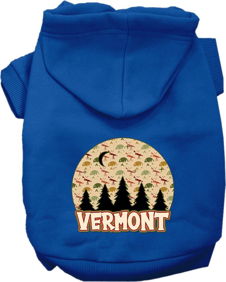 Sudadera con capucha serigrafiada para perros y gatos, para mascotas pequeñas y medianas (tallas XS a XL), "Vermont Under The Stars"