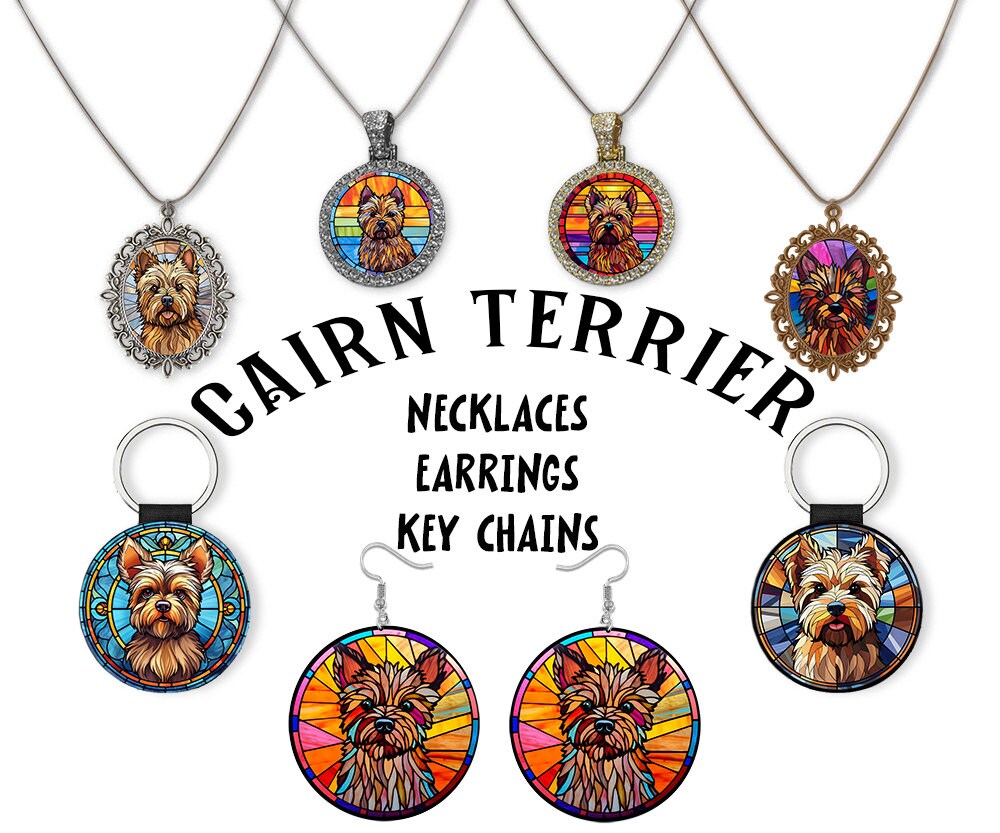 Cairn Terrier Jewelry: ¡collares, aretes y mucho más estilo vitral!