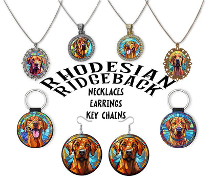 Joyas para Rhodesian Ridgeback: collares, aretes y mucho más estilo vitral.