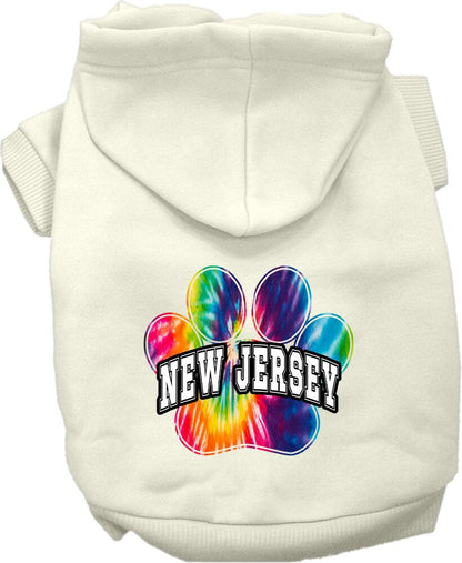 Pet Dog & Cat Screen Printed Hoodie for Medium to Large Pets (Sizes 2XL-6XL), "New Jersey Bright Tie Dye"