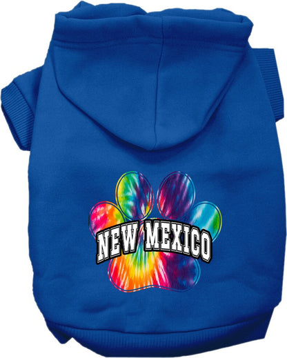 Sudadera con capucha serigrafiada para perros y gatos, para mascotas medianas y grandes (tallas 2XL a 6XL), "New Mexico Bright Tie Dye"