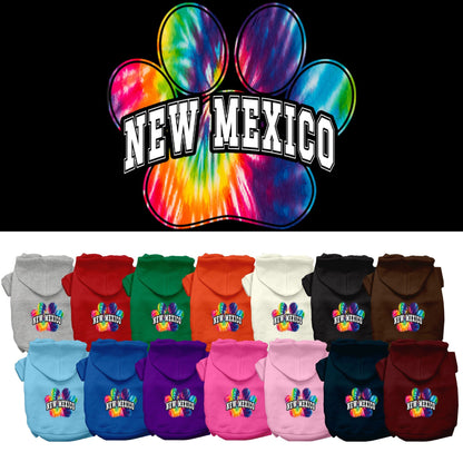 Sudadera con capucha serigrafiada para perros y gatos, para mascotas medianas y grandes (tallas 2XL a 6XL), "New Mexico Bright Tie Dye"