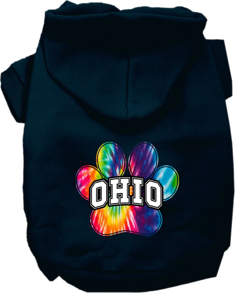 Sudadera con capucha serigrafiada para perros y gatos, para mascotas medianas y grandes (tallas 2XL-6XL), "Ohio Bright Tie Dye"