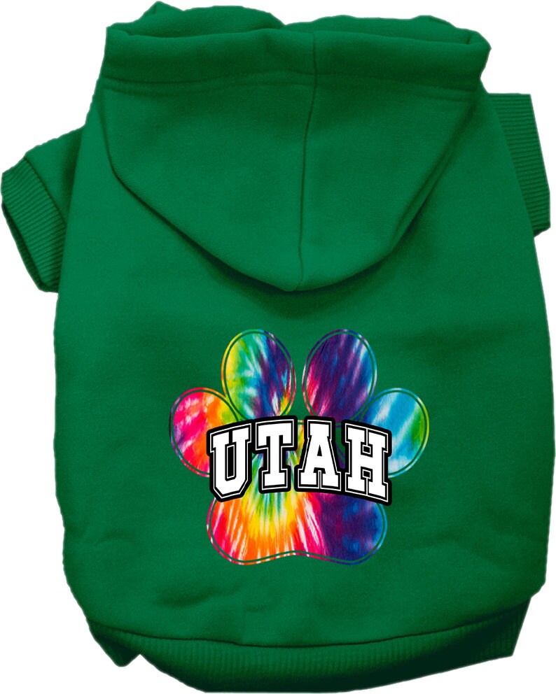 Sudadera con capucha serigrafiada para perros y gatos, para mascotas pequeñas y medianas (tallas XS a XL), "Utah Bright Tie Dye"