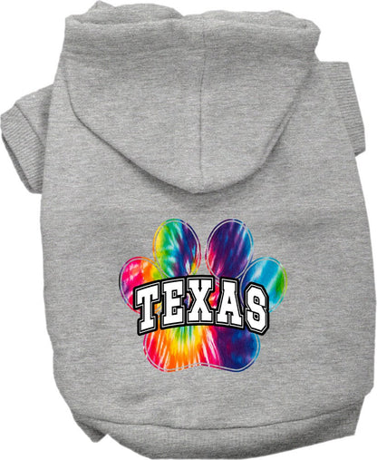 Sudadera con capucha serigrafiada para perros y gatos, para mascotas pequeñas y medianas (tallas XS a XL), "Teñido anudado brillante de Texas"