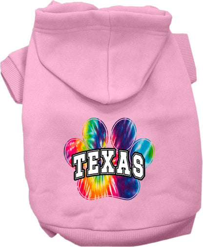 Sudadera con capucha serigrafiada para perros y gatos, para mascotas pequeñas y medianas (tallas XS a XL), "Teñido anudado brillante de Texas"