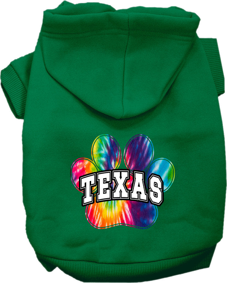 Sudadera con capucha serigrafiada para perros y gatos, para mascotas pequeñas y medianas (tallas XS a XL), "Teñido anudado brillante de Texas"