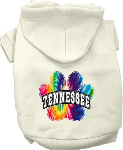 Pet Dog & Cat Screen Printed Hoodie for Small to Medium Pets (Sizes XS-XL), "Tennessee Bright Tie Dye"