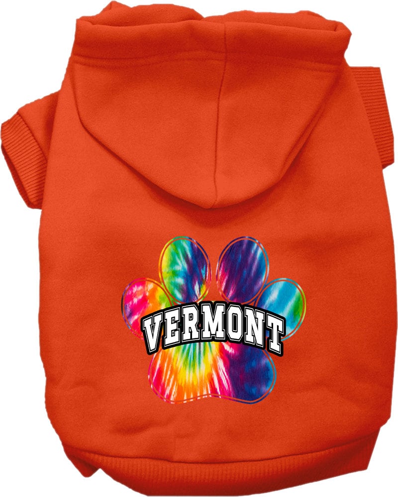 Sudadera con capucha serigrafiada para perros y gatos, para mascotas pequeñas y medianas (tallas XS a XL), "Vermont Bright Tie Dye"