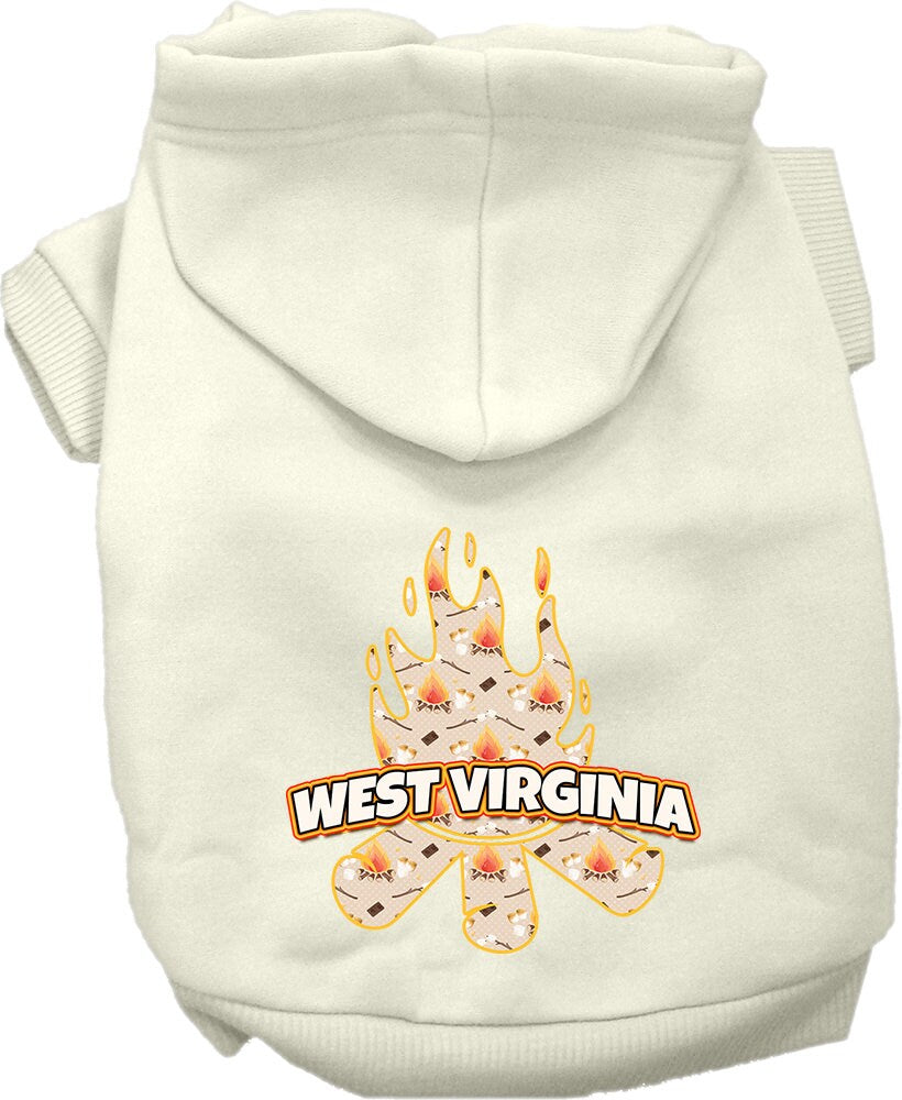 Sudadera con capucha serigrafiada para perros y gatos, para mascotas pequeñas y medianas (tallas XS a XL), "West Virginia Around The Campfire"