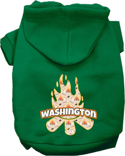 Pet Dog & Cat Screen Printed Hoodie for Small to Medium Pets (Sizes XS-XL), "Washington Around The Campfire"