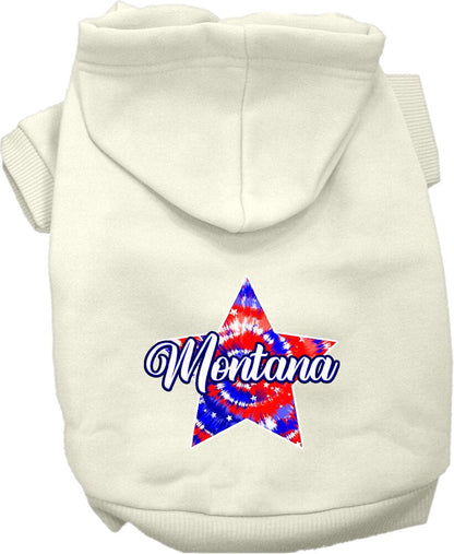 Pet Dog & Cat Screen Printed Hoodie for Medium to Large Pets (Sizes 2XL-6XL), "Montana Patriotic Tie Dye"