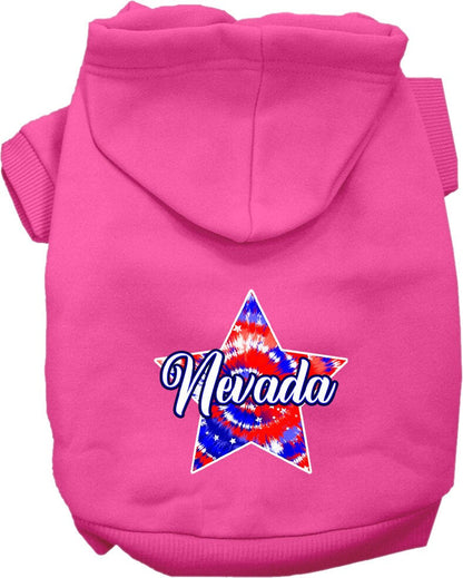 Pet Dog & Cat Screen Printed Hoodie for Small to Medium Pets (Sizes XS-XL), "Nevada Patriotic Tie Dye"