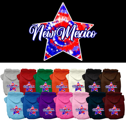 Pet Dog & Cat Screen Printed Hoodie for Medium to Large Pets (Sizes 2XL-6XL), "New Mexico Patriotic Tie Dye"