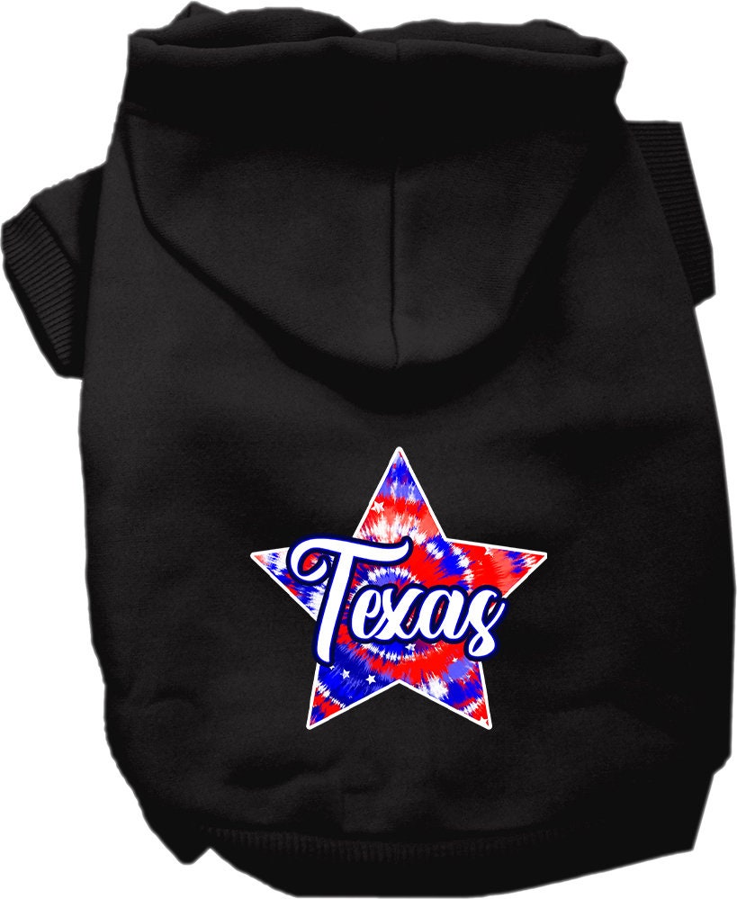 Pet Dog & Cat Screen Printed Hoodie for Small to Medium Pets (Sizes XS-XL), "Texas Patriotic Tie Dye"