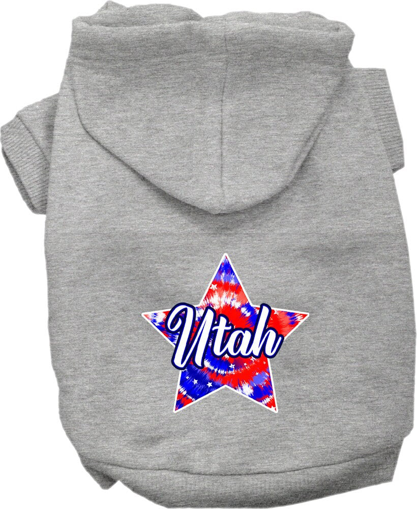 Pet Dog & Cat Screen Printed Hoodie for Small to Medium Pets (Sizes XS-XL), "Utah Patriotic Tie Dye"