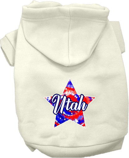 Pet Dog & Cat Screen Printed Hoodie for Small to Medium Pets (Sizes XS-XL), "Utah Patriotic Tie Dye"