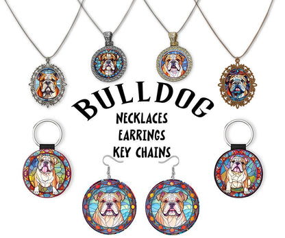 Joyas de Bulldog Inglés: ¡Collares, aretes y mucho más estilo vitral!