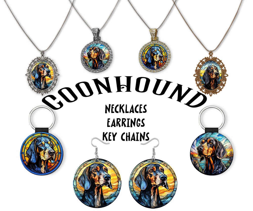 Coonhound Jewelry - Stained Glass Style Necklaces, Earrings and more!