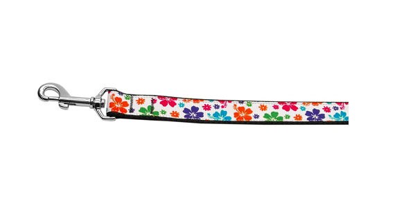 Collar o correa de nailon para perros y gatos, "Hibisco hawaiano multicolor"