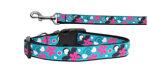 Collar o correa de nailon para perros y gatos, "Aqua Love"