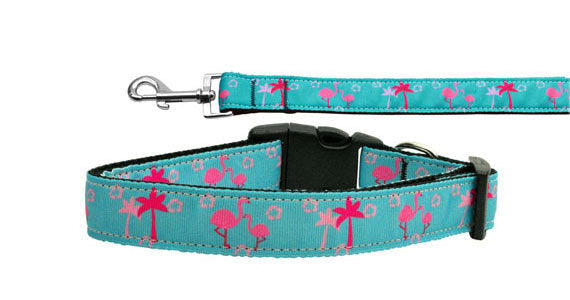 Collar o correa de nailon para perros y gatos, "Flamencos rosados"