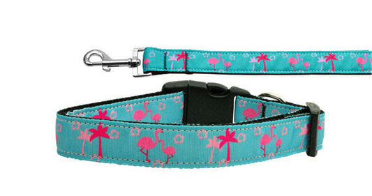 Collar o correa de nailon para perros y gatos, "Flamencos rosados"