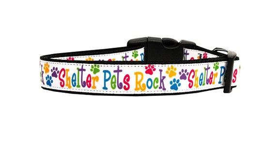 Collar o correa de nailon para perros y gatos, "Shelter Pets Rock"