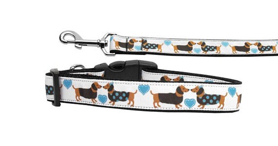 Collar o correa de nailon para perros y gatos, "Doxie Love"