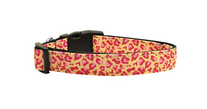 Collar o correa de nailon para perros y gatos, "leopardo tostado y rosa"