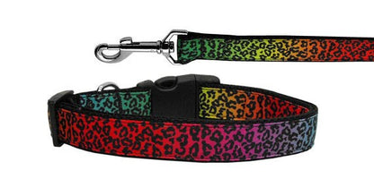 Collar o correa de nailon para perros y gatos, "Leopardo arcoíris"