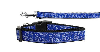 Collar o correa de nailon para perros y gatos, "remolinos azules y blancos"